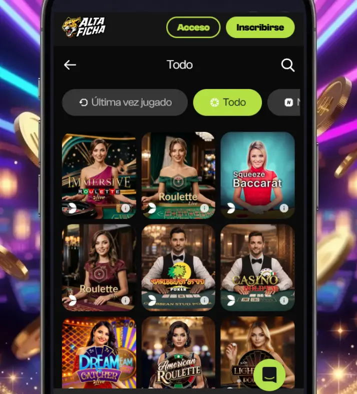 Phone with live dealer games