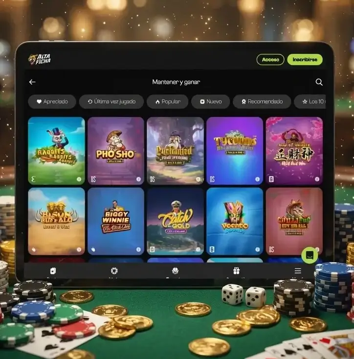 Tableta con diversas temáticas de slots